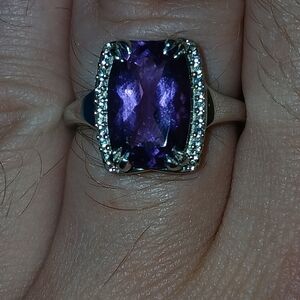Persephones Hour-Glass Ring , Natural Amethyst From Brazil